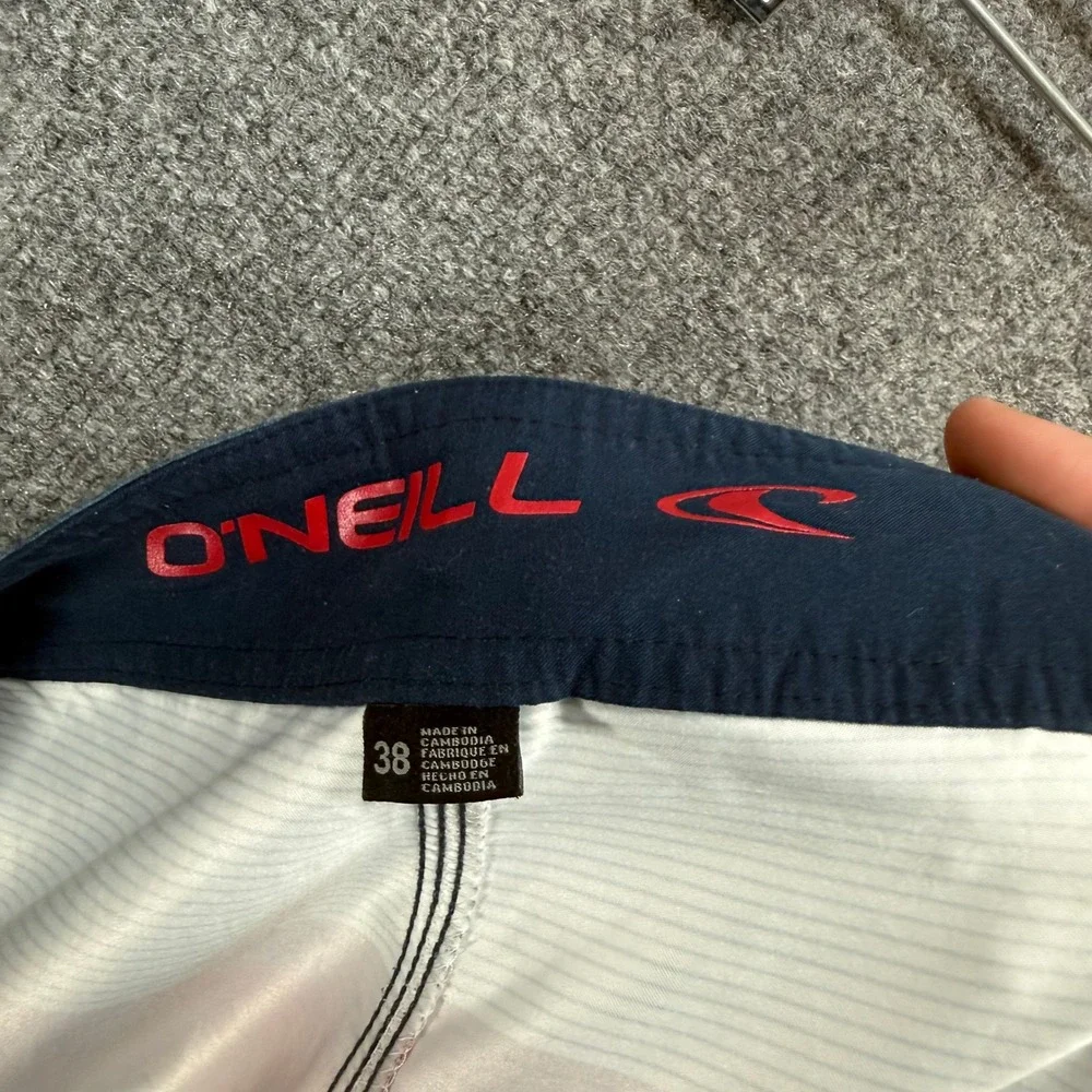 ONeill Board Shorts Mens 38 Multi Color Striped Cargo Pocket Swim Trunks Surf